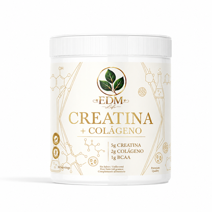 Creatina con colágeno y BCAA EDM Life – fórmula 3 en 1 sin sabor