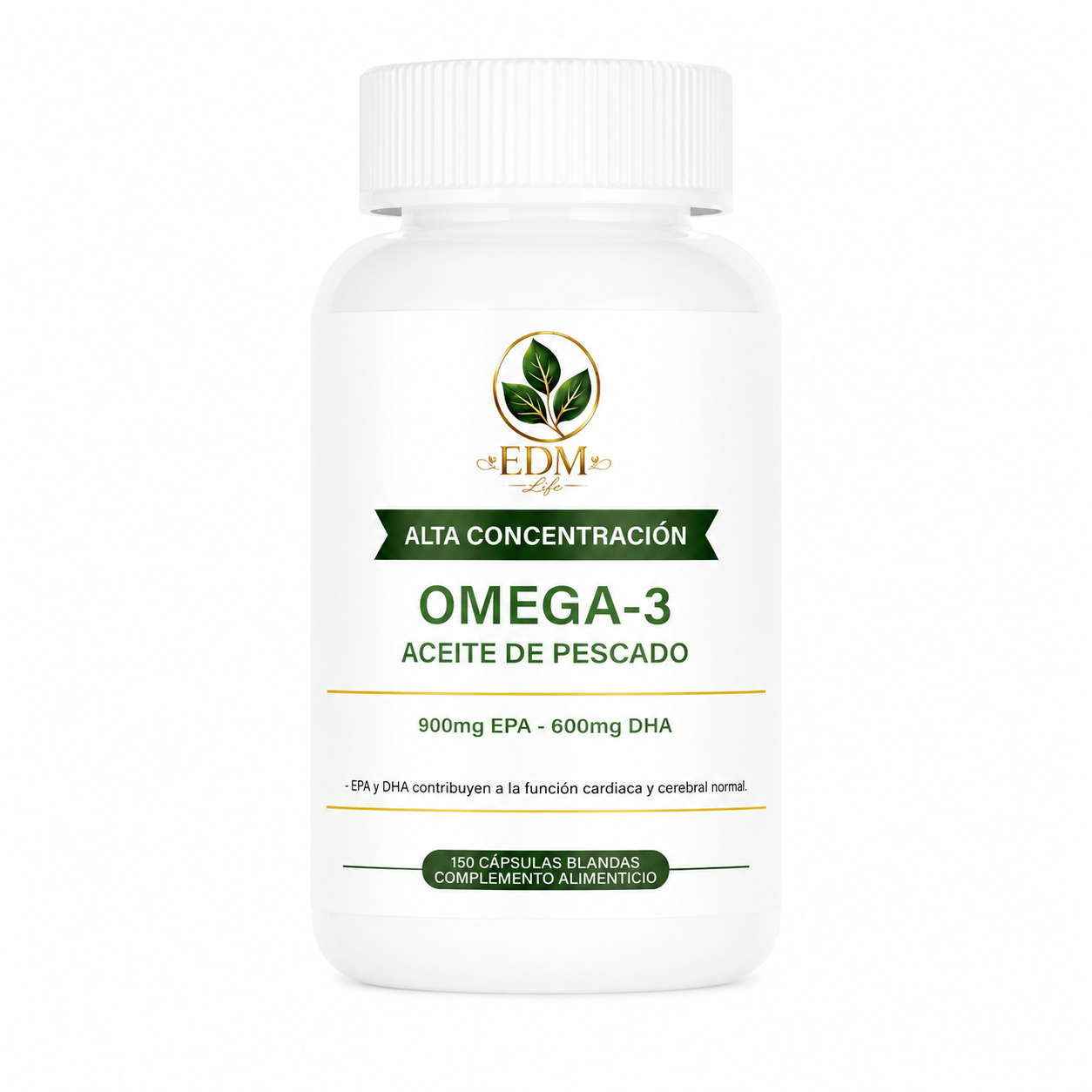Omega-3 Alta Concentración – 900 mg EPA + 600 mg DHA – 150 Softgels