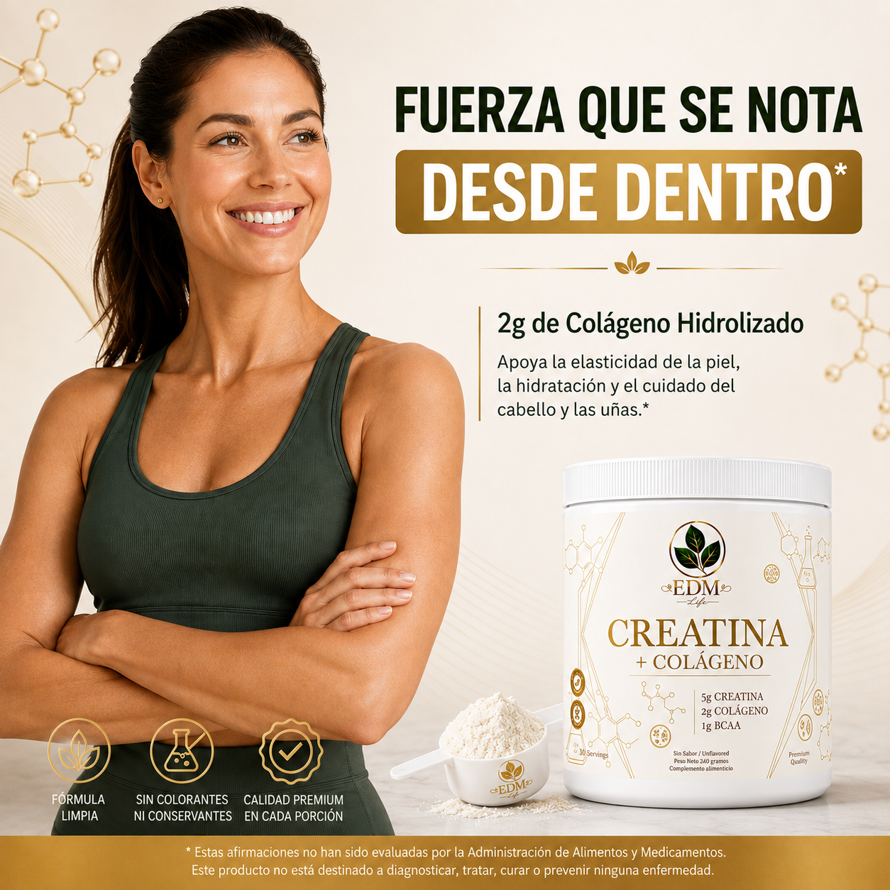 Creatina con Colágeno + BCAA – Fórmula 3 en 1